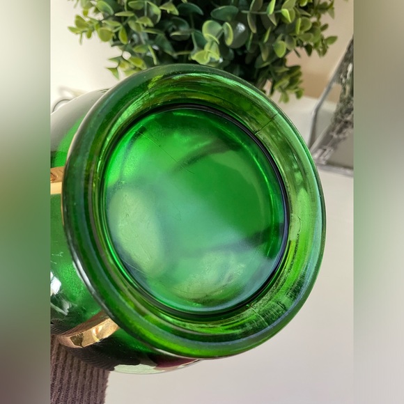 EAPG Riverside Glass Works No. 462 Emerald Green And Gold X-Ray Pattern Pitcher - Picture 7 of 8